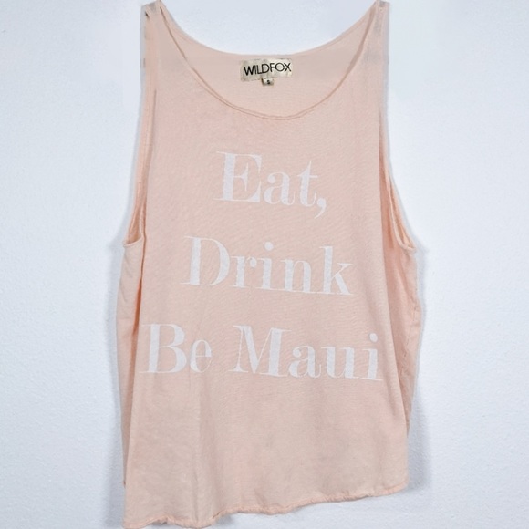 Wildfox Eat, Drink, Be Maui Graphic Tank Top in Pastel Pink - Picture 11 of 11